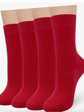 Classic Red Crew Socks - Pack of 4